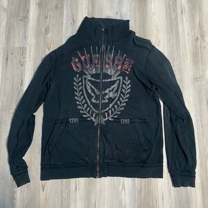 GUESS Vintage Men's Black Zip-Up sweater
